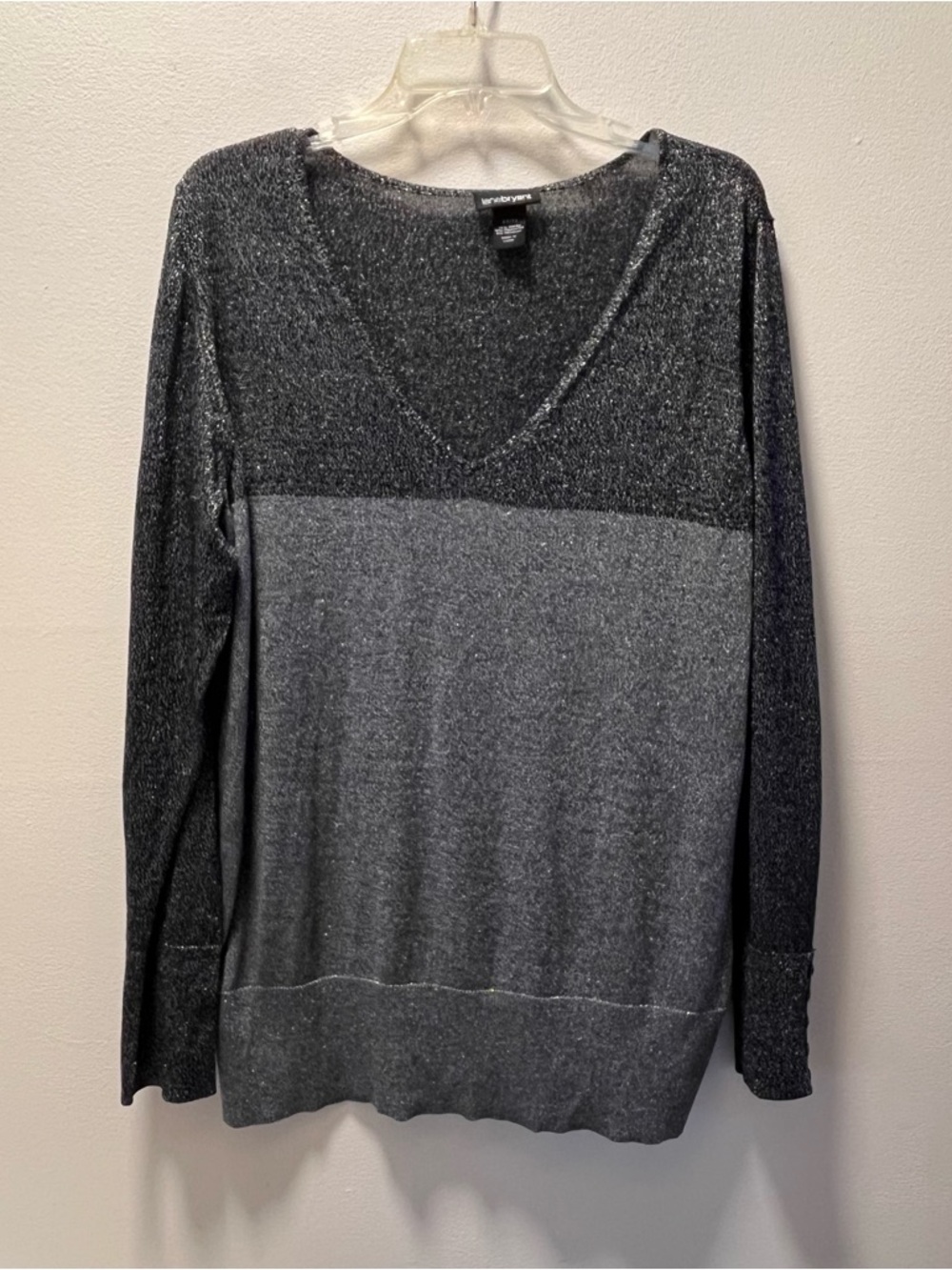 Lane Bryant Cozy Chic Glam Long Sleeve V-Neck Sweater, Plus Sz 22-24, 2 Tone